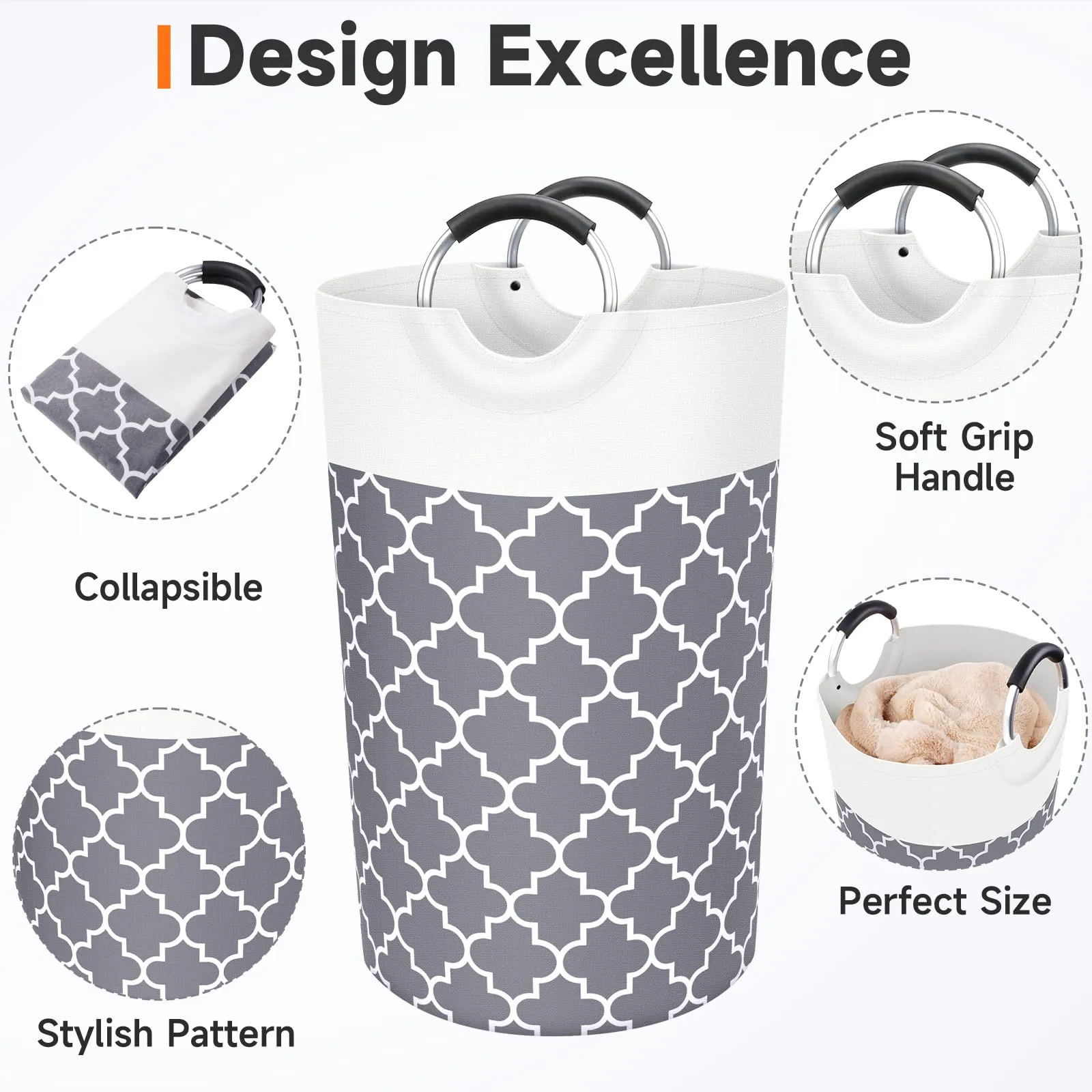 Fabspace Collapsible Tall Waterproof Laundry Basket with Handles for Travel Bathroom College Dorm Family