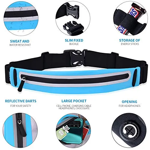 Filoto Running Belt Accessories for iPhone X 6 7 8 Plus, USA Patented Hands-Free Reflective Waist Pack Runner Pouch, No-Bounce Adjustable Fitness Workout Fanny Pack Phone Holder for Women & Men