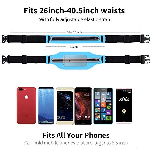 Filoto Running Belt Accessories for iPhone X 6 7 8 Plus, USA Patented Hands-Free Reflective Waist Pack Runner Pouch, No-Bounce Adjustable Fitness Workout Fanny Pack Phone Holder for Women & Men