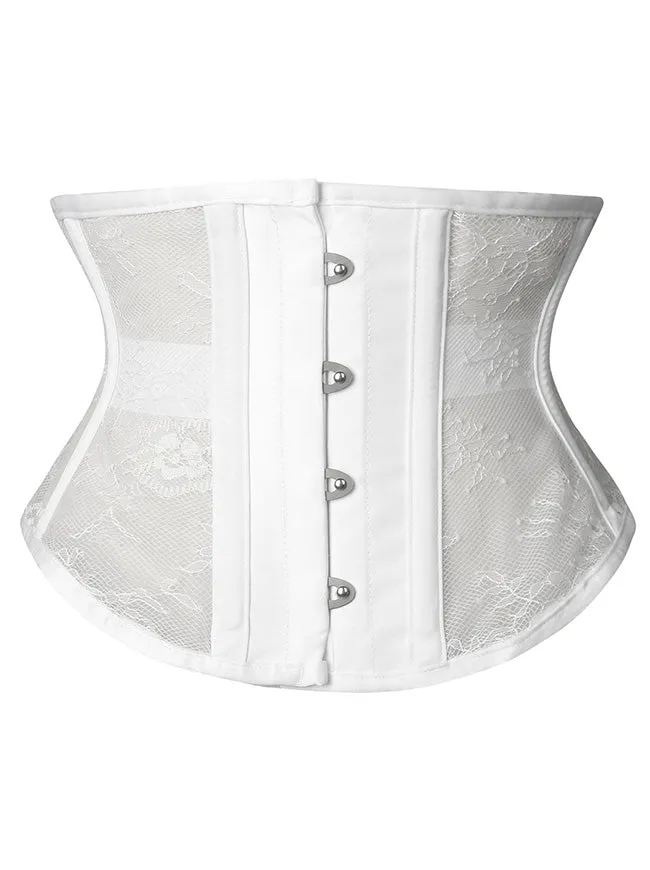 Floral Steel Boned Mesh Lace Waist Cincher Underbust Corset