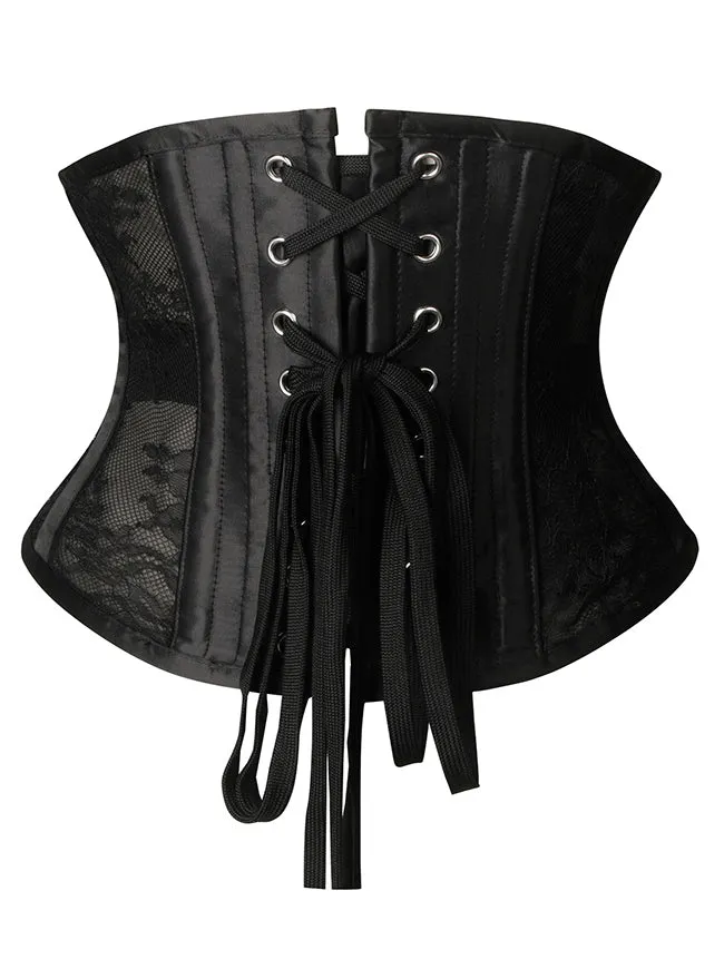 Floral Steel Boned Mesh Lace Waist Cincher Underbust Corset