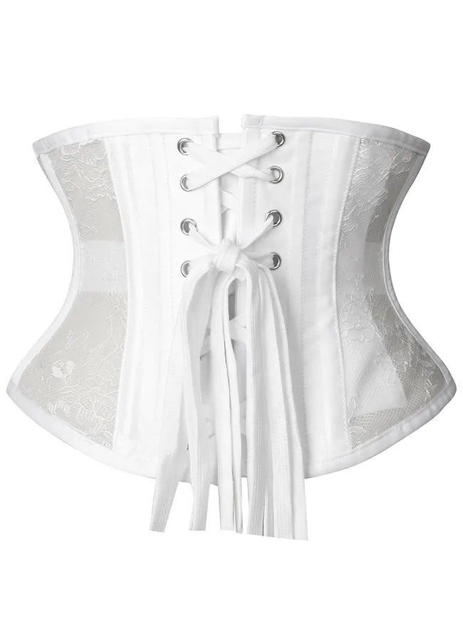 Floral Steel Boned Mesh Lace Waist Cincher Underbust Corset