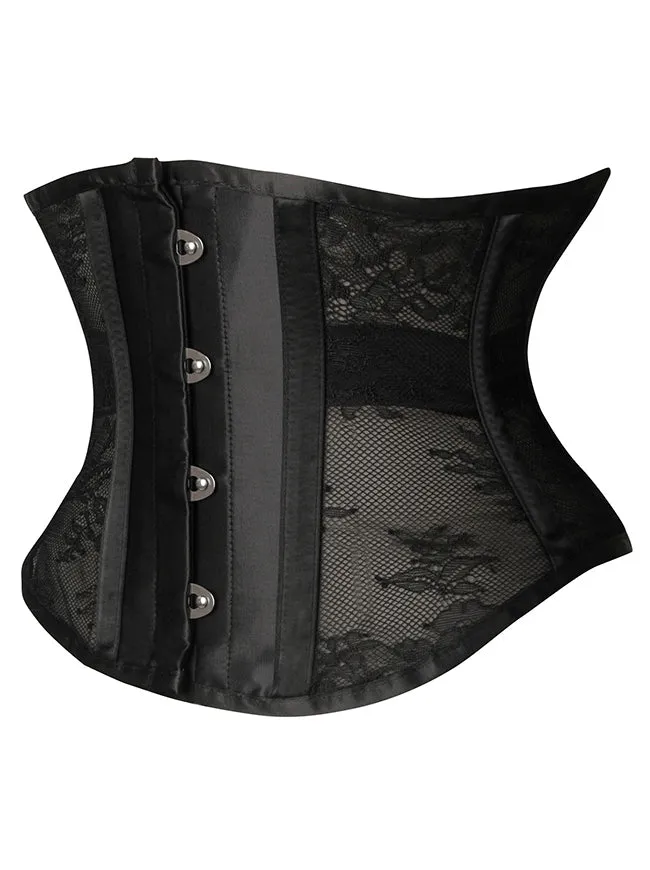 Floral Steel Boned Mesh Lace Waist Cincher Underbust Corset