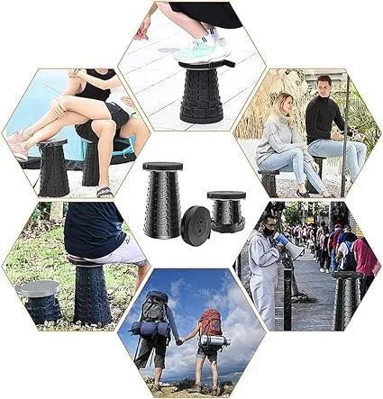 Folding Stool – Collapsible, Portable & Sturdy Telescoping Stool for Indoor & Outdoor Use