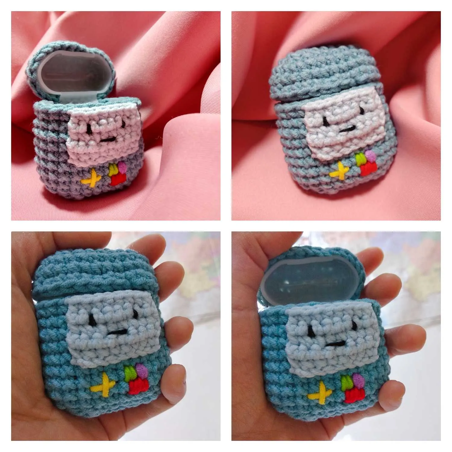 Girl's Cute AirPods Pro Cases Knit Handheld Game Console Handmade Kawaii AirPods 1/2 Case Blue Airpod Case Cover