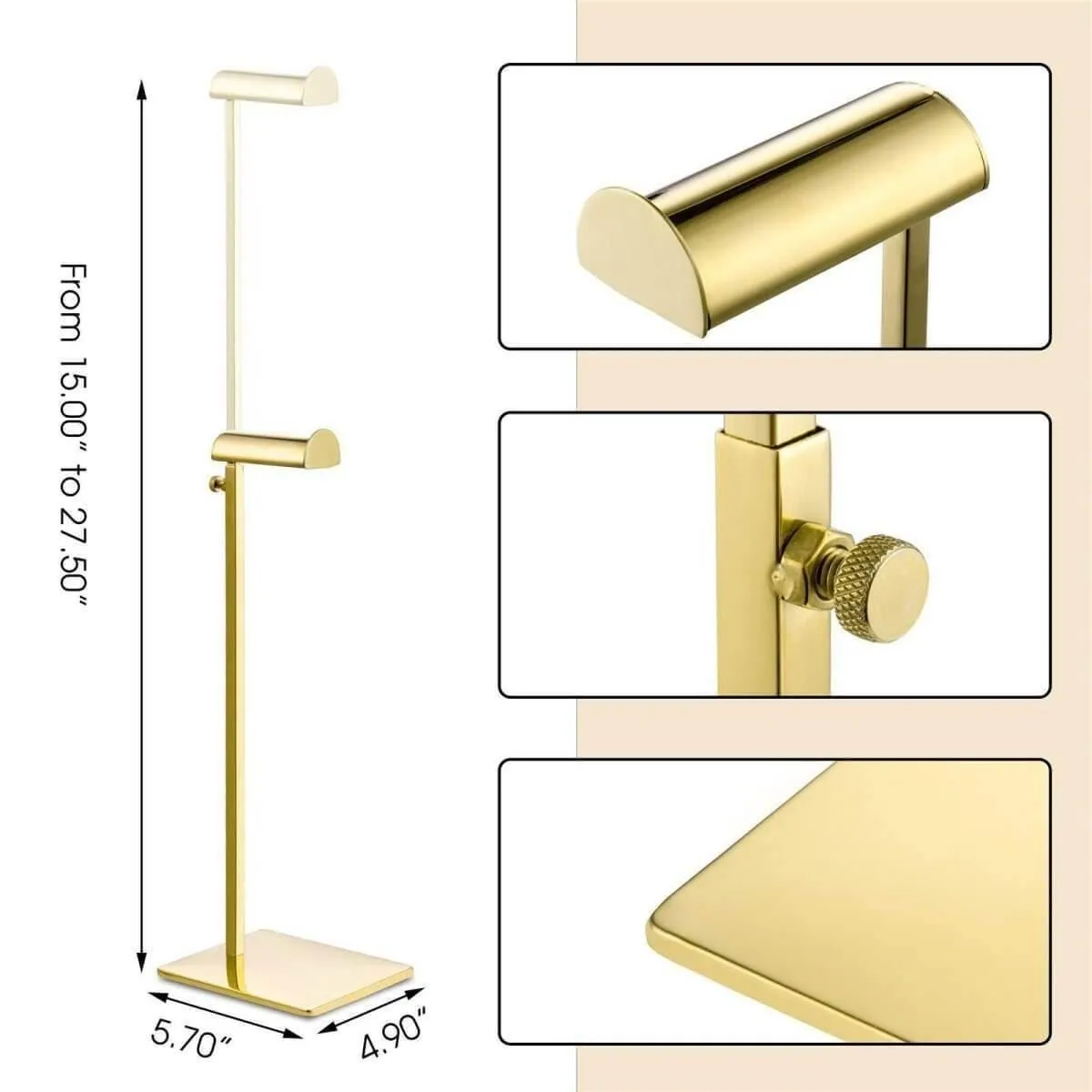 Gold Purse Display Stand -  Single Hanging Hook Handbag Stand for Boutique Store
