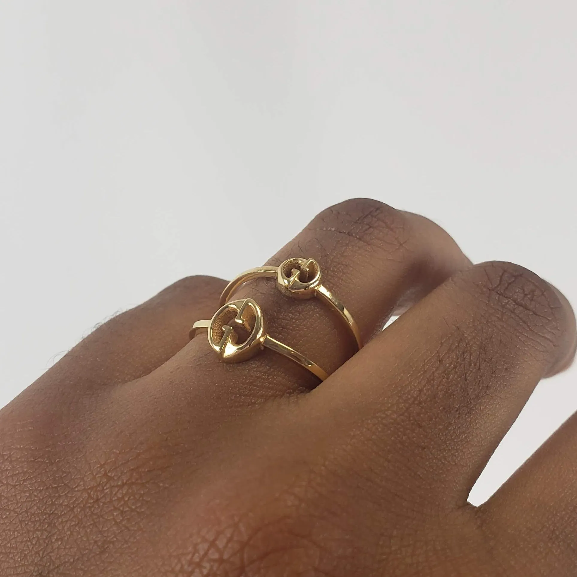 Gucci 1973 GG Double Connected Ring Set in Gold