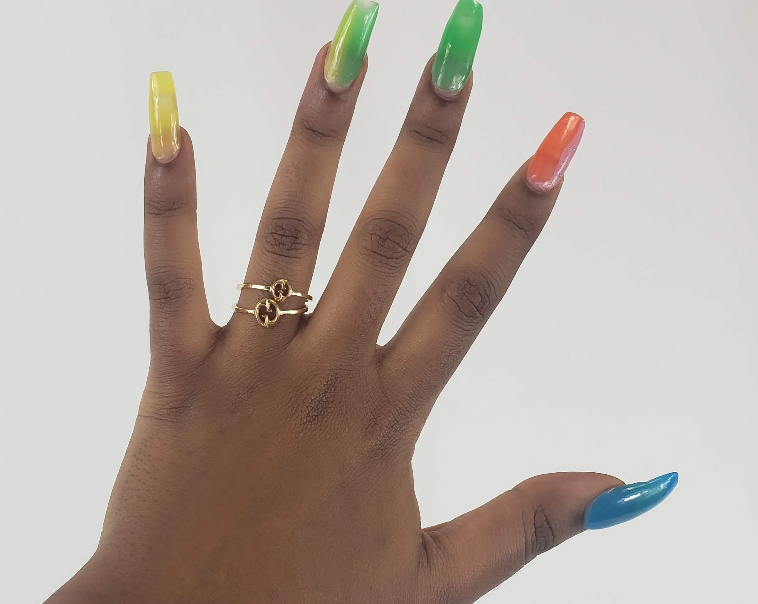 Gucci 1973 GG Double Connected Ring Set in Gold