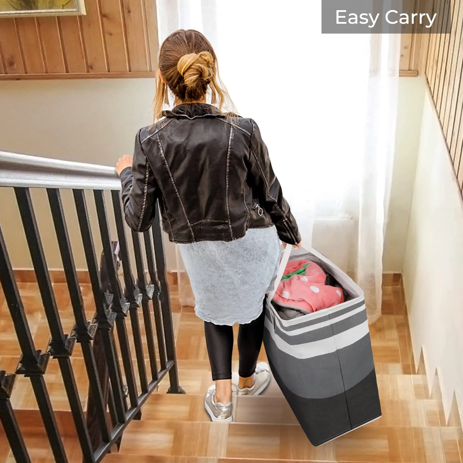 HomeHacks 2Pack Collapsible Waterproof Laundry Basket for Dorm and Family 75L