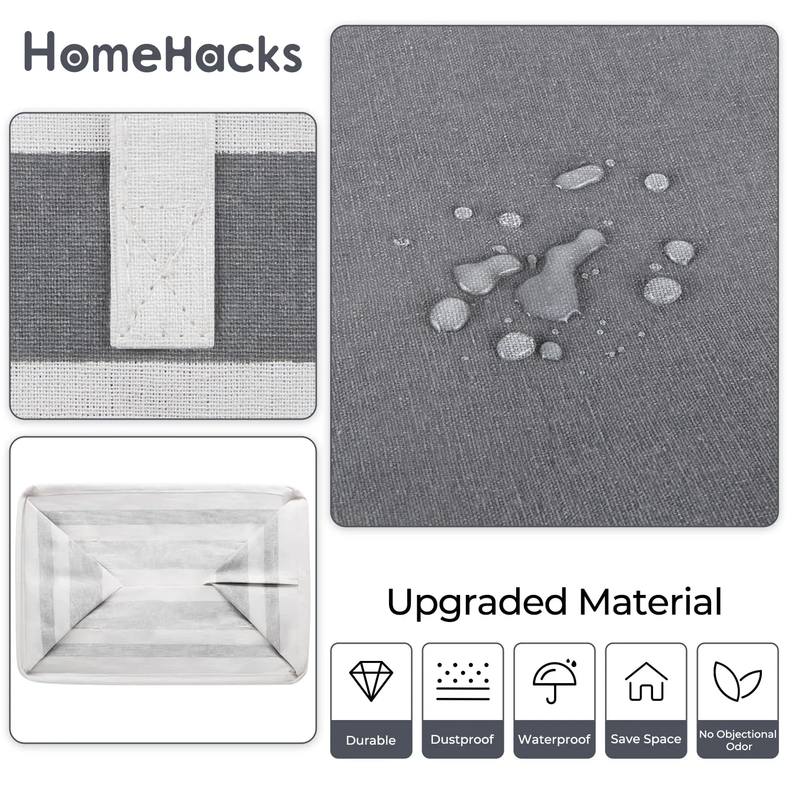 HomeHacks 2Pack Collapsible Waterproof Laundry Basket for Dorm and Family 75L