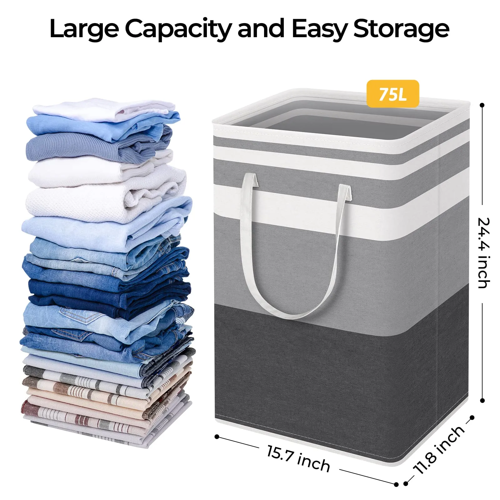 HomeHacks 2Pack Collapsible Waterproof Laundry Basket for Dorm and Family 75L