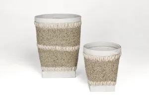 Indonesian Beaded Baskets- Nat/Shell