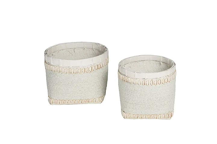 Indonesian Beaded Planters White