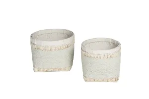 Indonesian Beaded Planters White