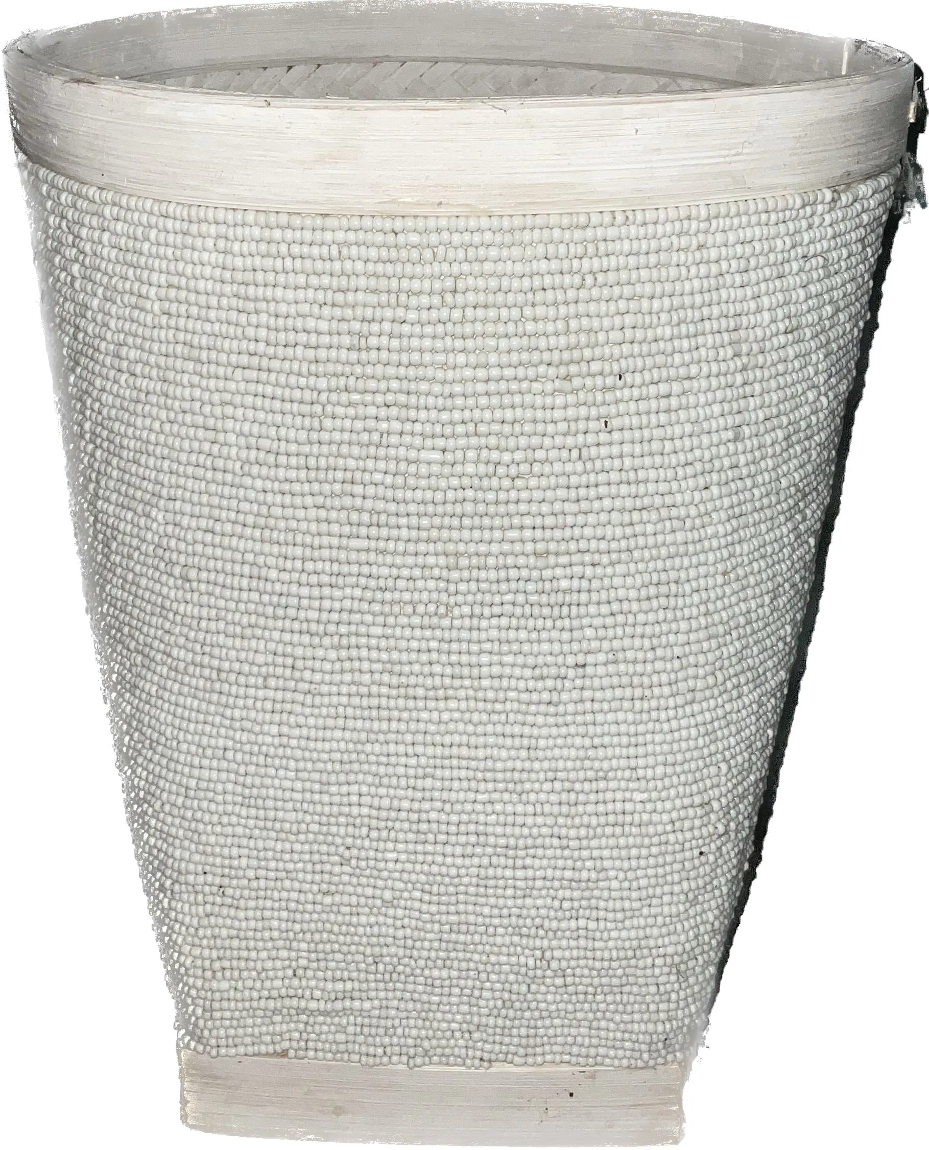 Indonesian XL Beaded Basket- White/White