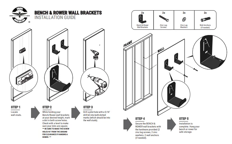 Iron American Multi-Purpose Gym Storage Wall Brackets