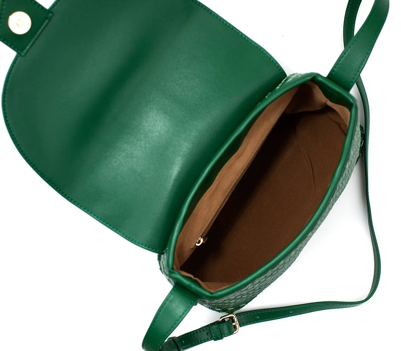 Kate Vegan Leather Basket Weave Crossbody Bag | Green
