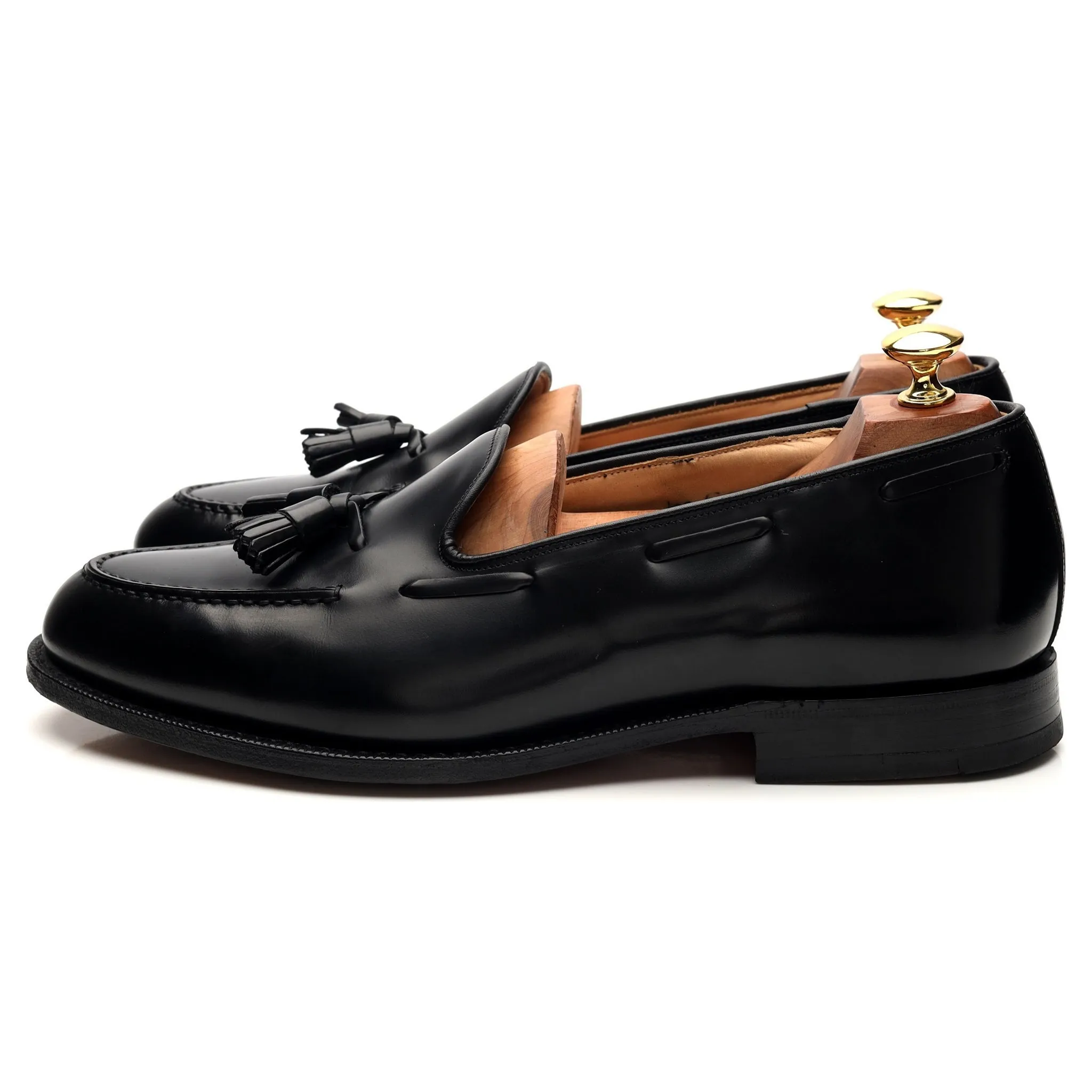 'Keats II' Black Leather Tassel Loafer UK 10 F