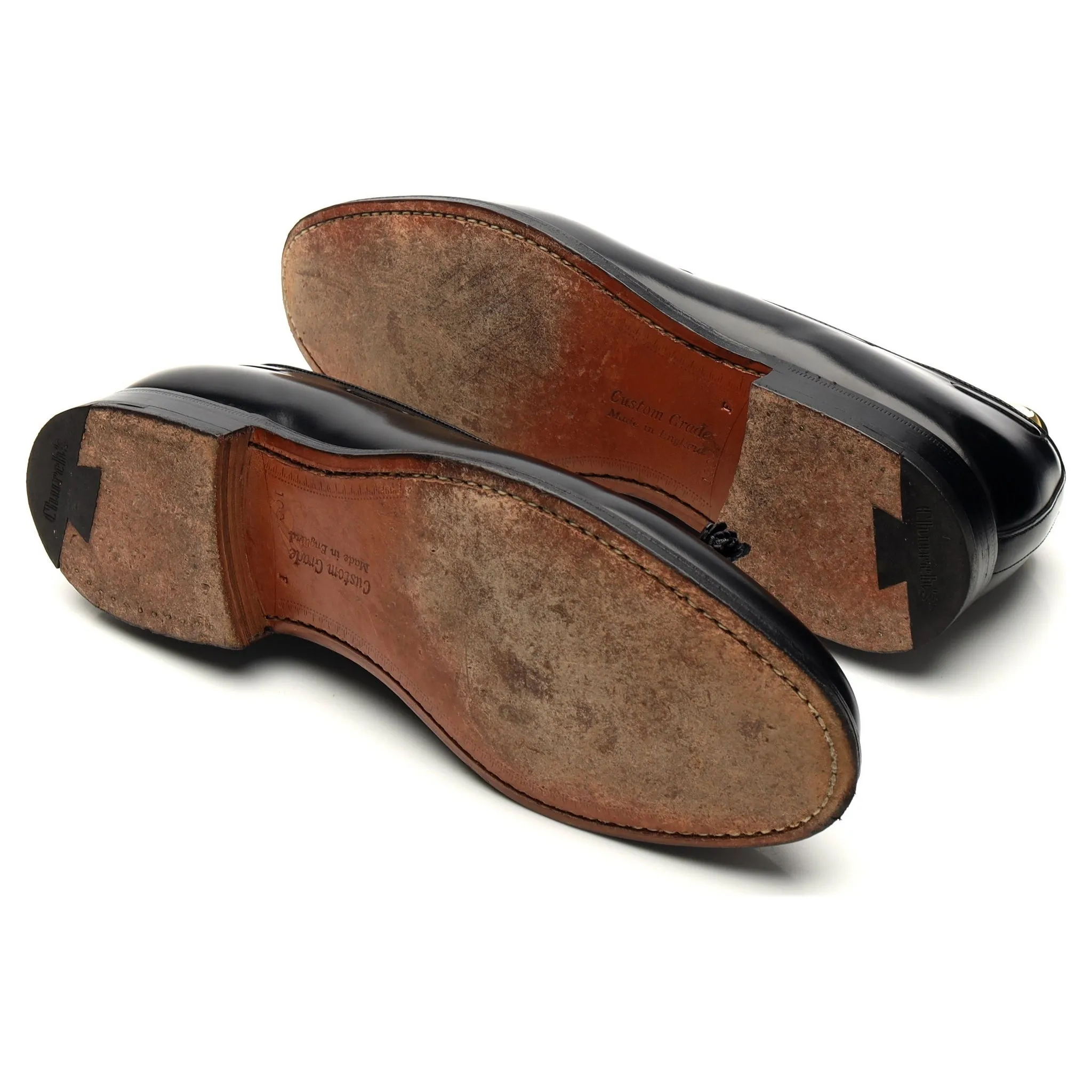 'Keats II' Black Leather Tassel Loafer UK 10 F