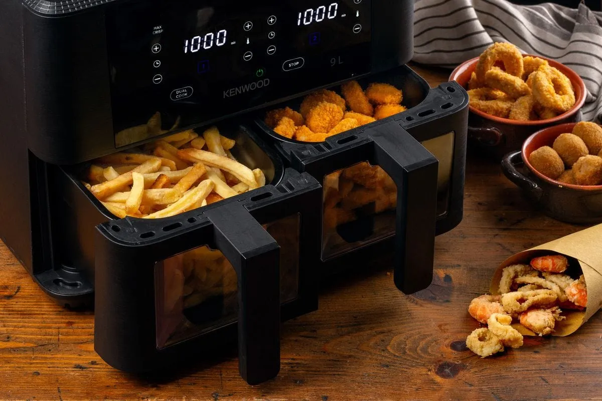 Kenwood 9L kHealthy Dual Basket Air Fryer with Window HFG95.000BK
