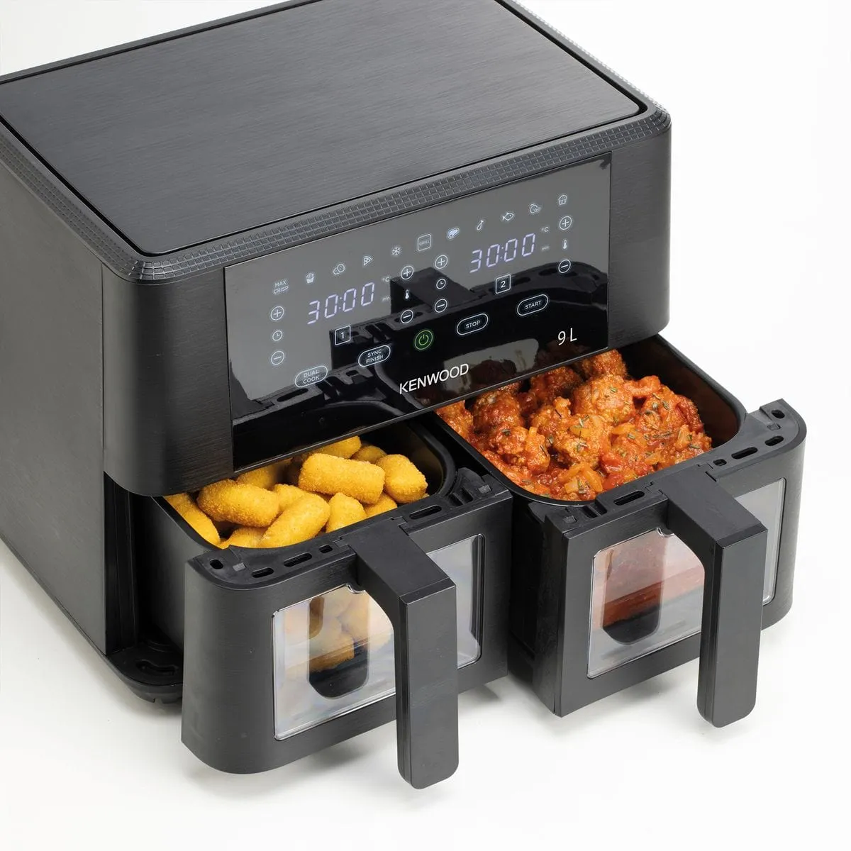 Kenwood 9L kHealthy Dual Basket Air Fryer with Window HFG95.000BK