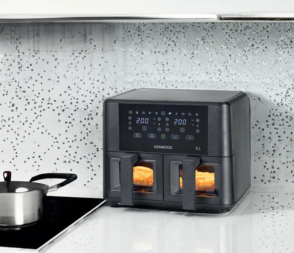 Kenwood 9L kHealthy Dual Basket Air Fryer with Window HFG95.000BK