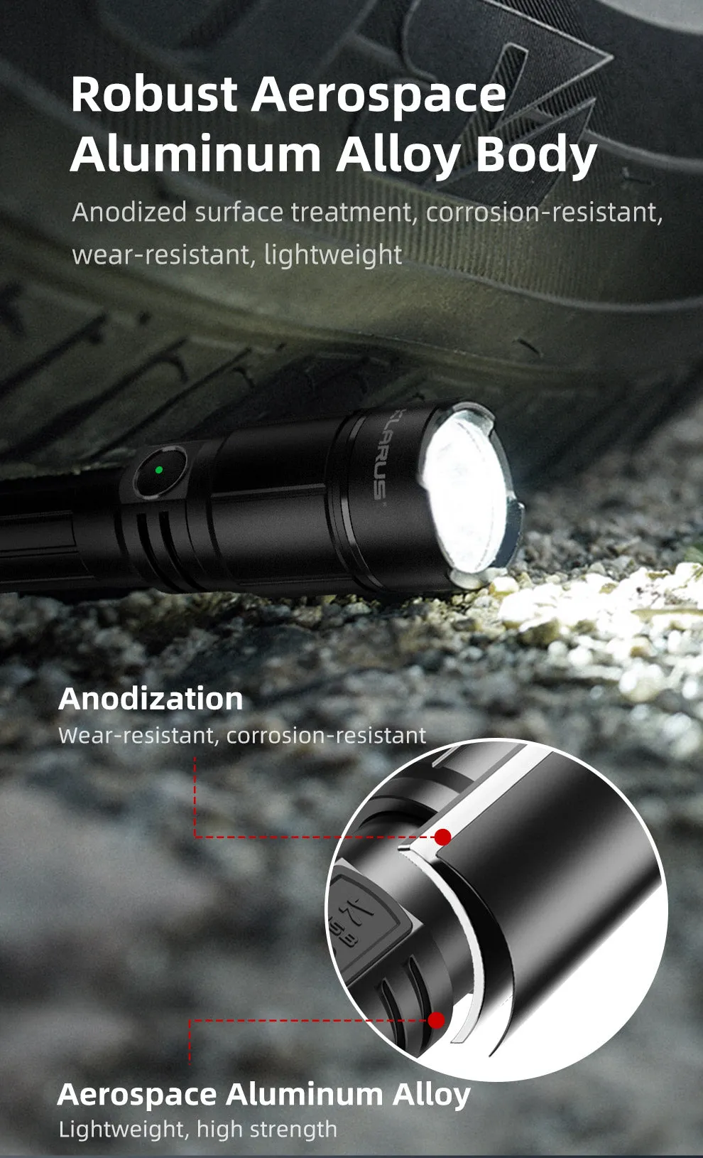 KLARUS A2 PRO 1450LM ADJUSTABLE TACTICAL FLASHLIGHT