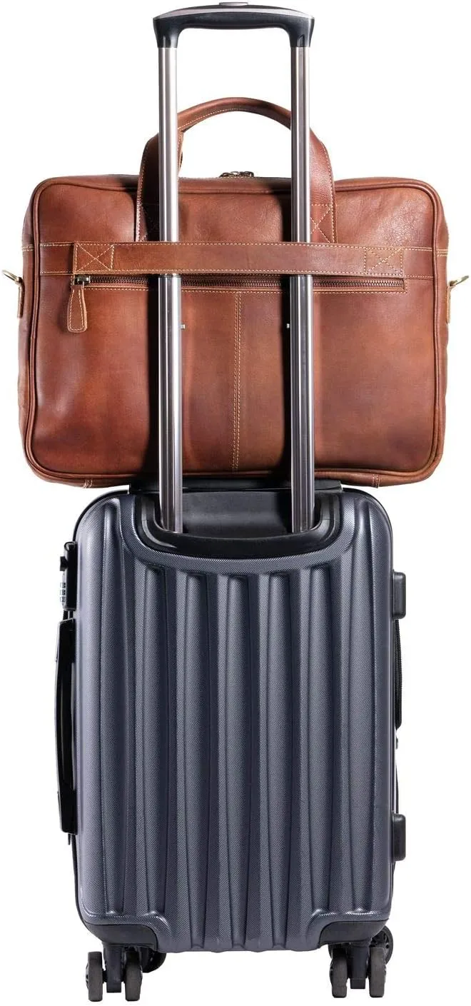 KomalC 16 Inch Leather Briefcases Laptop Messenger Bags For Men And Women Best Office School College Satchel Bag
