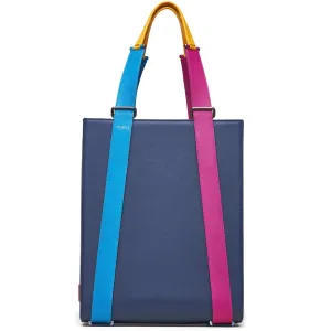 kora large convertible leather tote - eclectic denim
