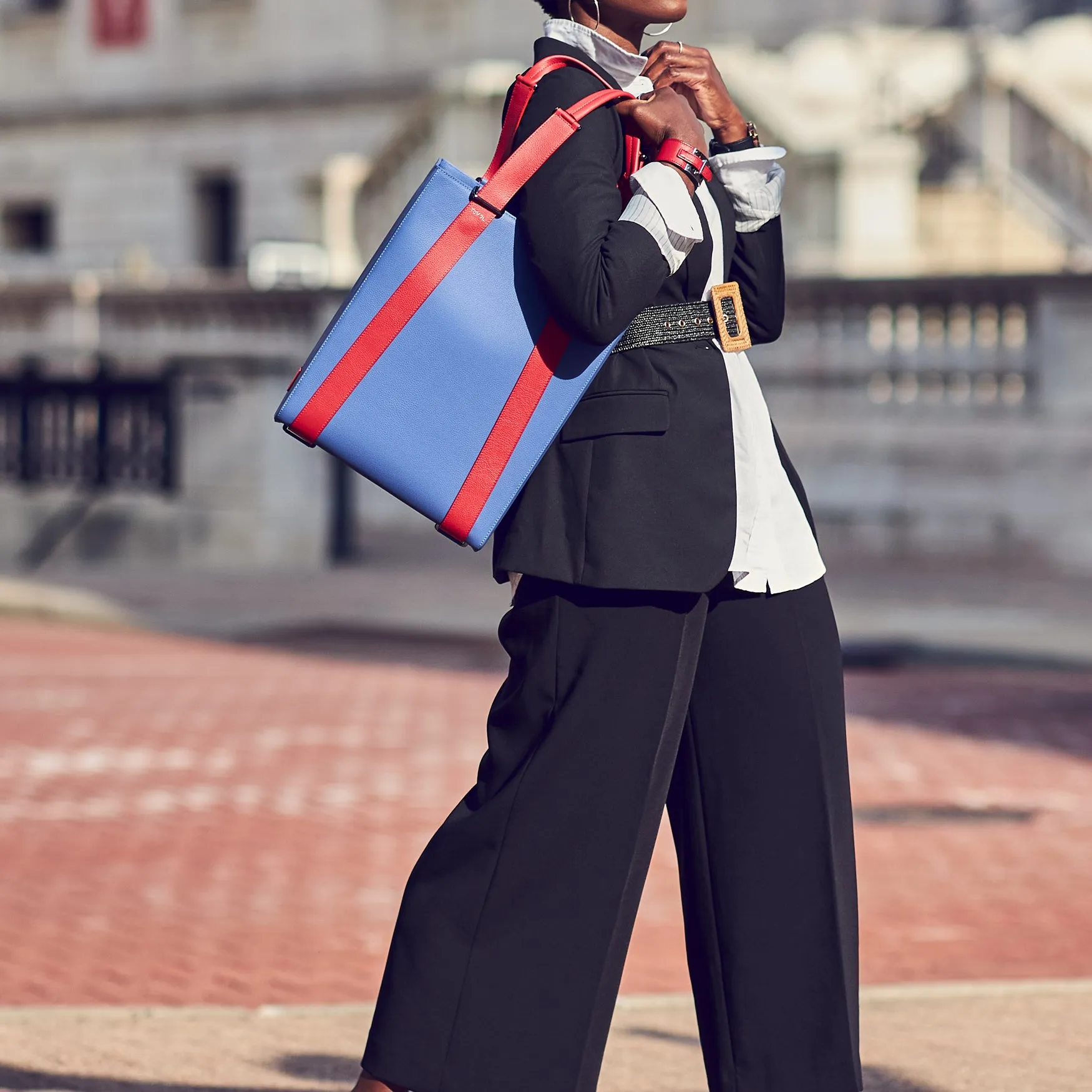 kora large convertible leather tote - hot iris