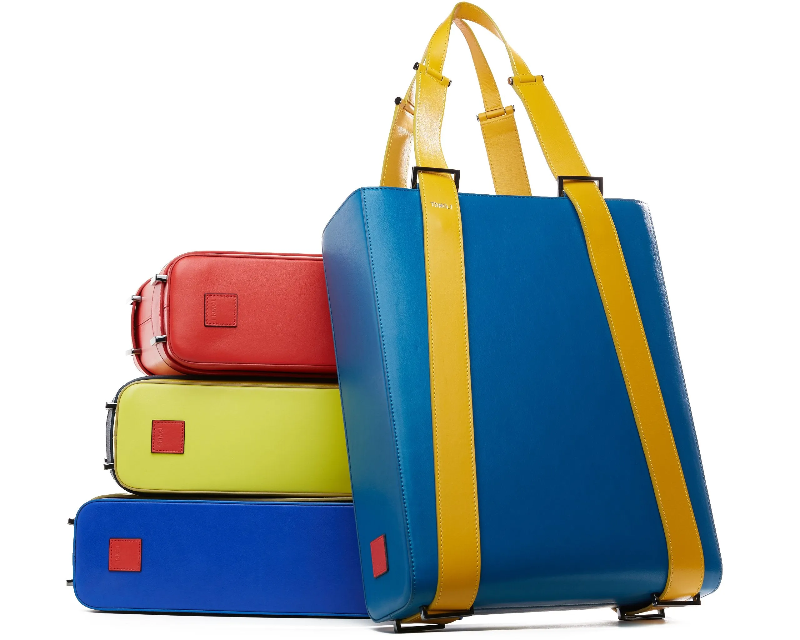 kora large convertible tote in aria leather - blue red