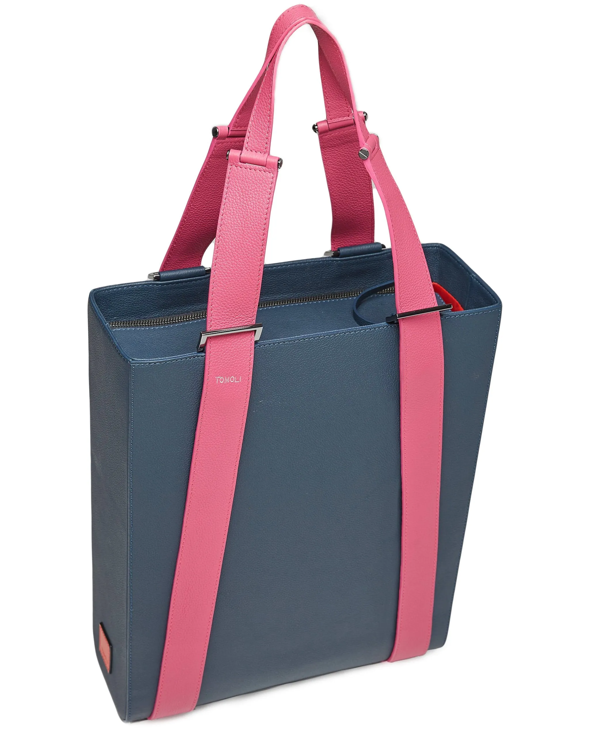 kora large convertible tote in aria leather - flirty denim
