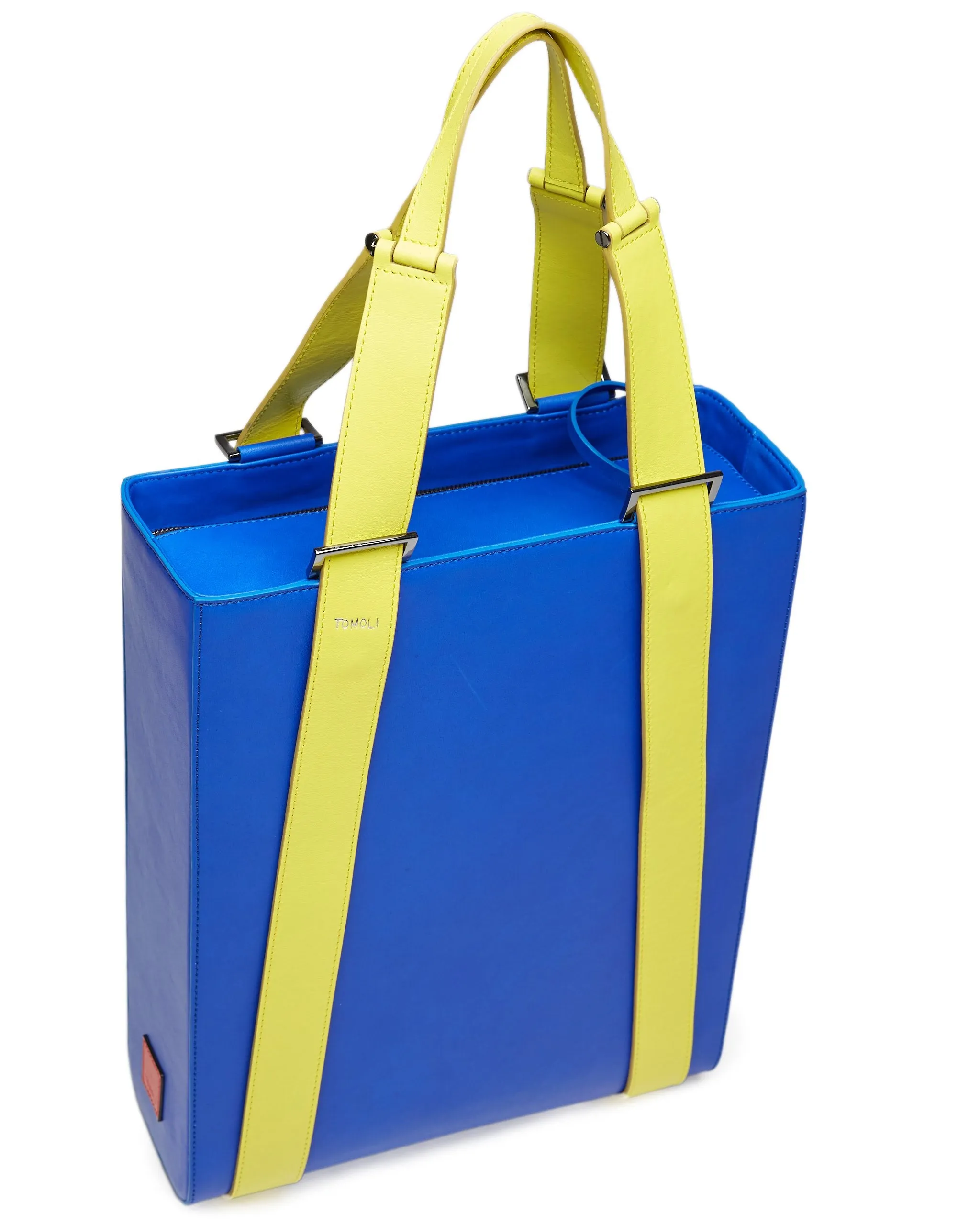 kora large convertible tote in aria leather - lime blue