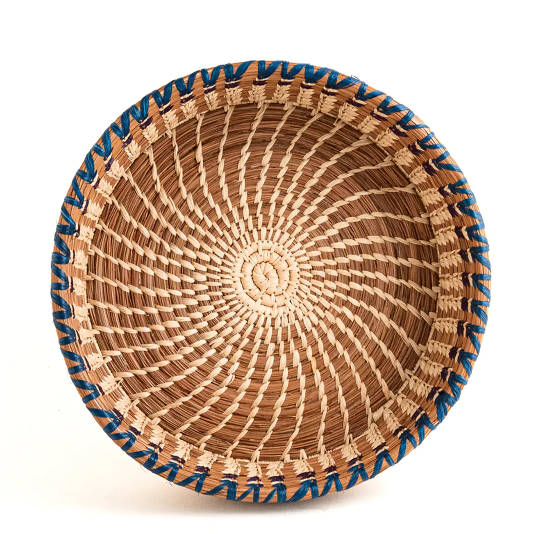 Large Fruit or Pastry Basket with Navy and Plum Detail