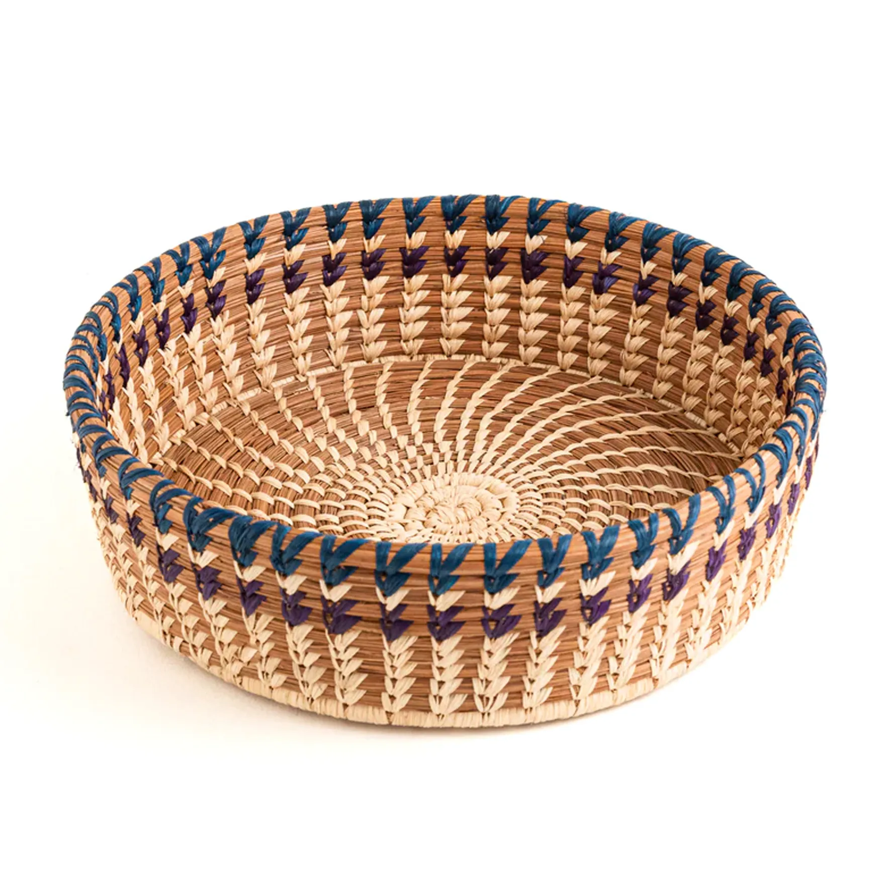 Large Fruit or Pastry Basket with Navy and Plum Detail