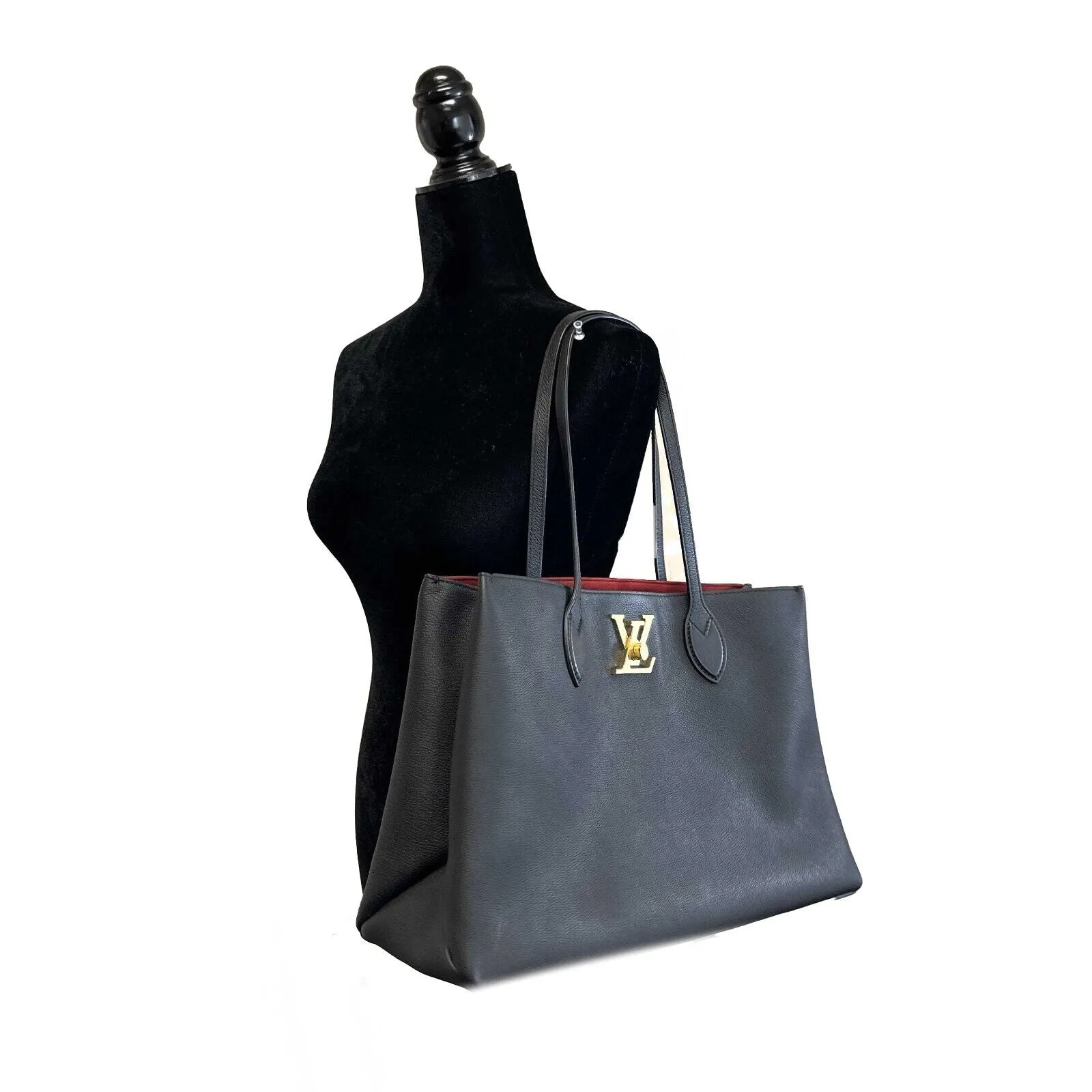 Louis Vuitton Excellent Black Lockme Go Shopper Tote Shoulder Bag / Tote