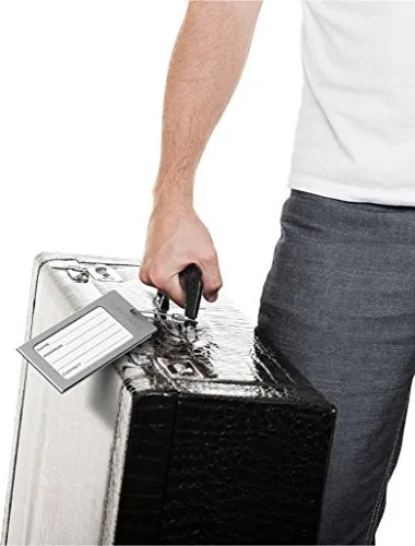 Luggage Tags Business Card Holder Tufftaag Pair Travel Id Bag Tag - Gunmetal