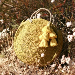 Luna Limon Straw Bag with Yellow Tassels