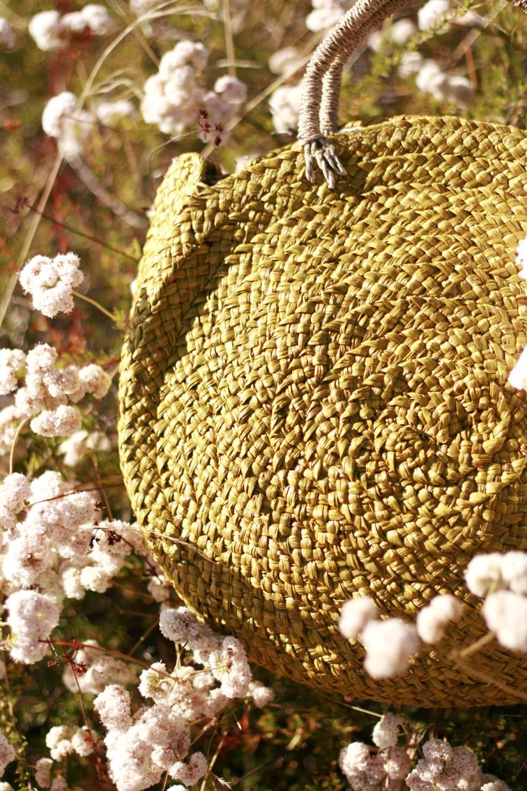 Luna Limon Straw Bag with Yellow Tassels