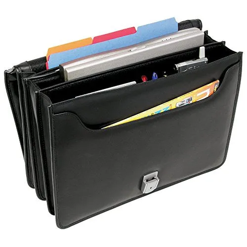 McKlein, I Series, River North, Full Grain Cashmere Napa Leather, 15" Leather Triple Compartment Laptop Briefcase, Black (43555)