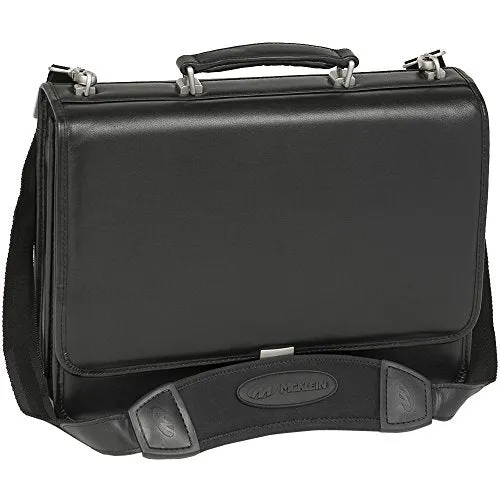 McKlein, I Series, River North, Full Grain Cashmere Napa Leather, 15" Leather Triple Compartment Laptop Briefcase, Black (43555)