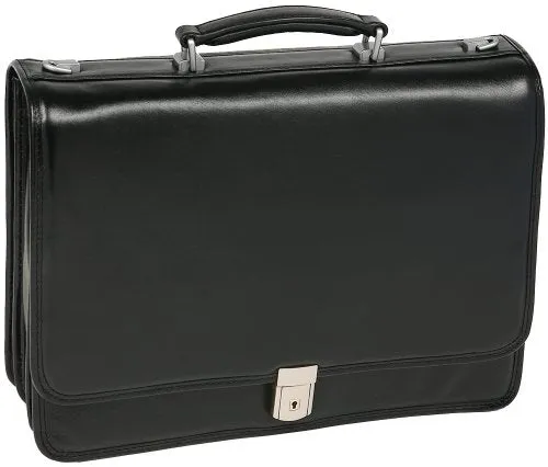 McKlein, I Series, River North, Full Grain Cashmere Napa Leather, 15" Leather Triple Compartment Laptop Briefcase, Black (43555)