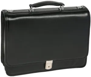 McKlein, I Series, River North, Full Grain Cashmere Napa Leather, 15" Leather Triple Compartment Laptop Briefcase, Black (43555)