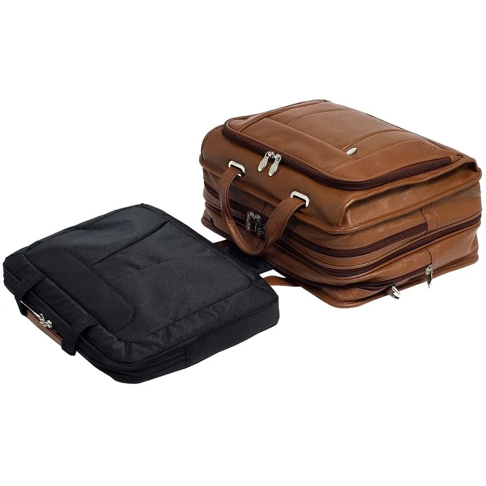 McKlein River West 15.6" Leather Fly Through Checkpoint Friendly Laptop Briefcase