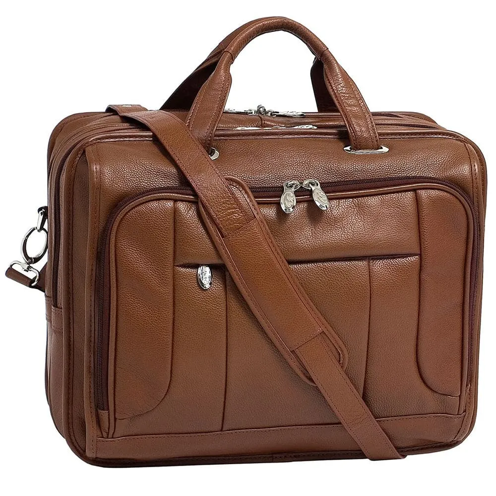McKlein River West 15.6" Leather Fly Through Checkpoint Friendly Laptop Briefcase