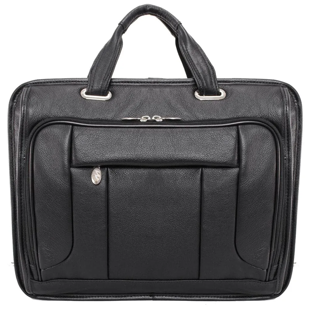 McKlein River West 15.6" Leather Fly Through Checkpoint Friendly Laptop Briefcase