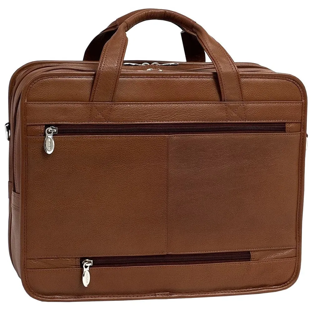 McKlein River West 15.6" Leather Fly Through Checkpoint Friendly Laptop Briefcase