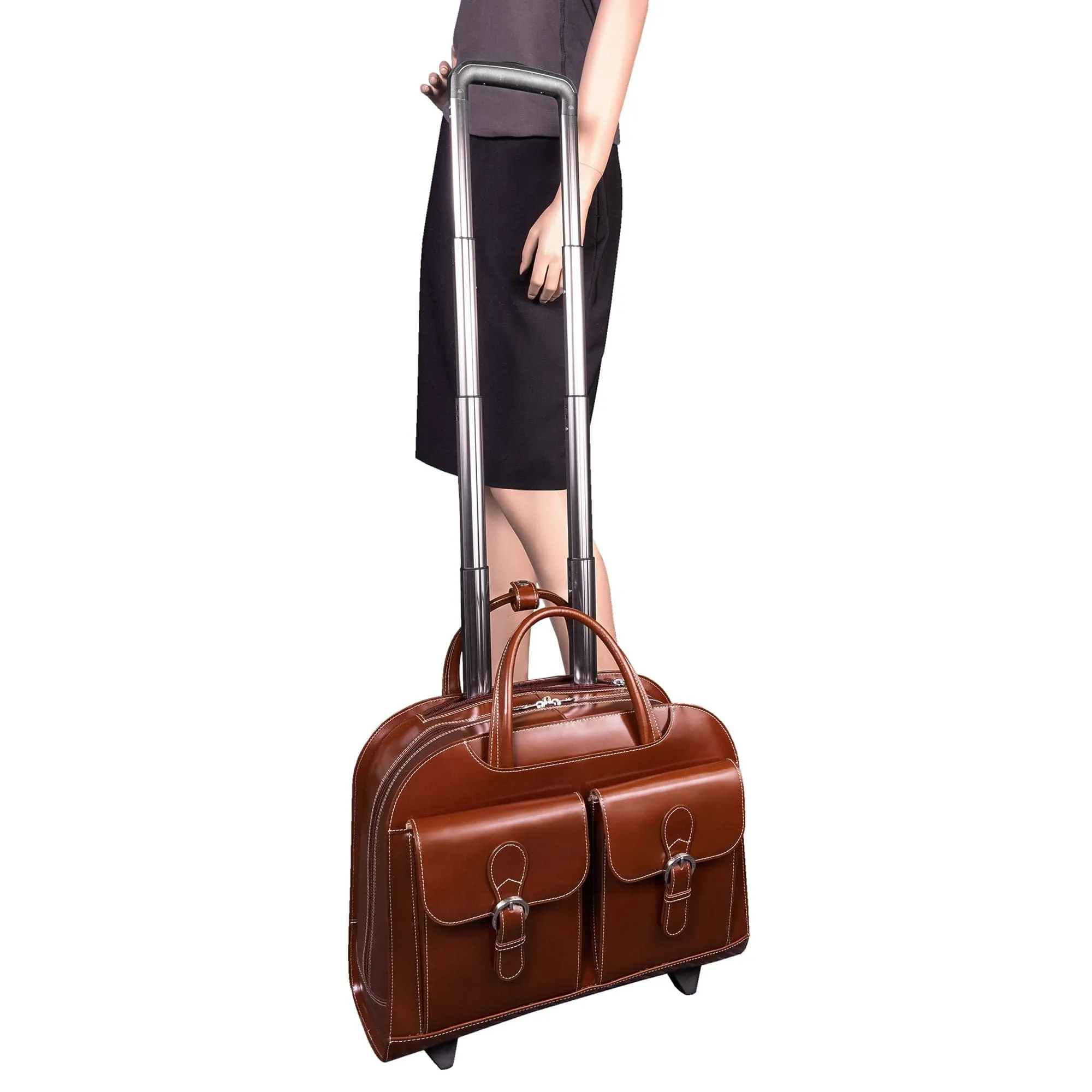McKlein USA Davis 15" Leather Wheeled Laptop Briefcase