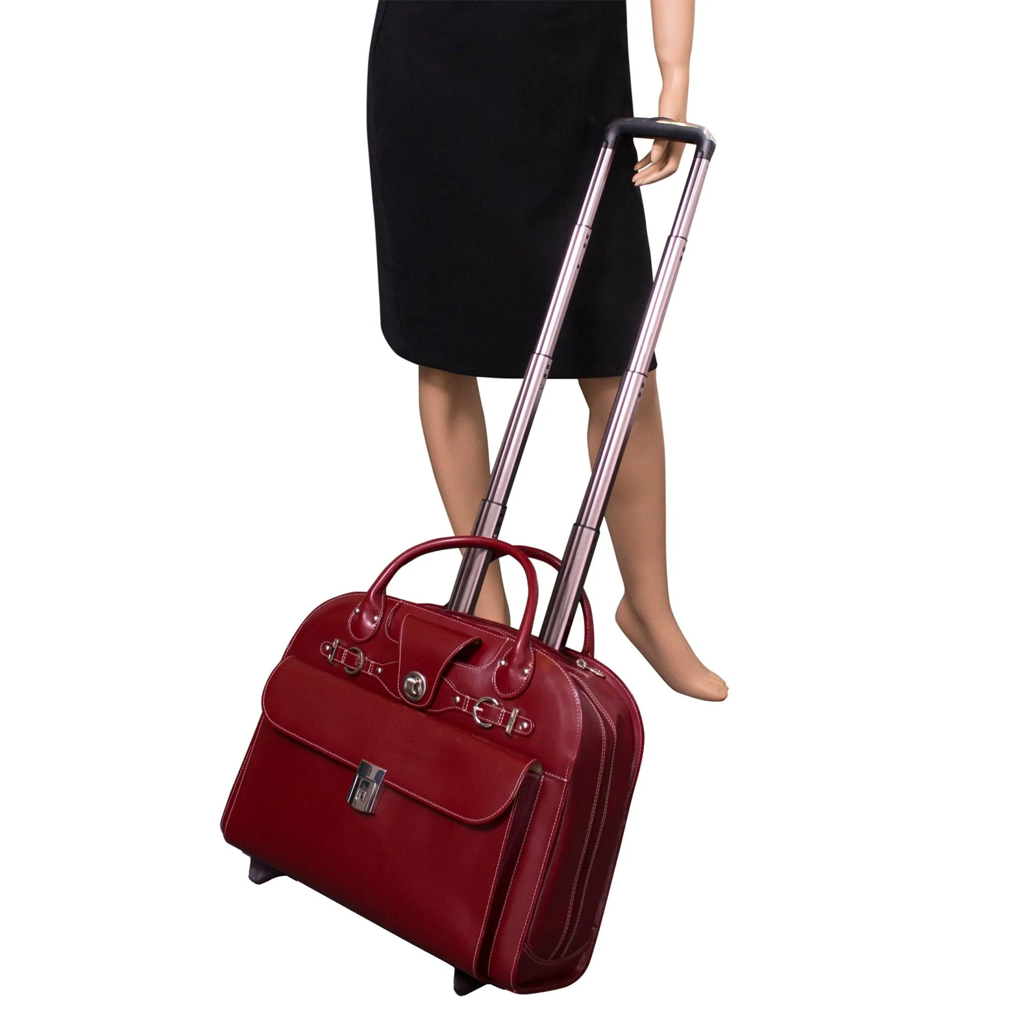 McKlein USA Edgebrook 15" Leather Wheeled Laptop Briefcase