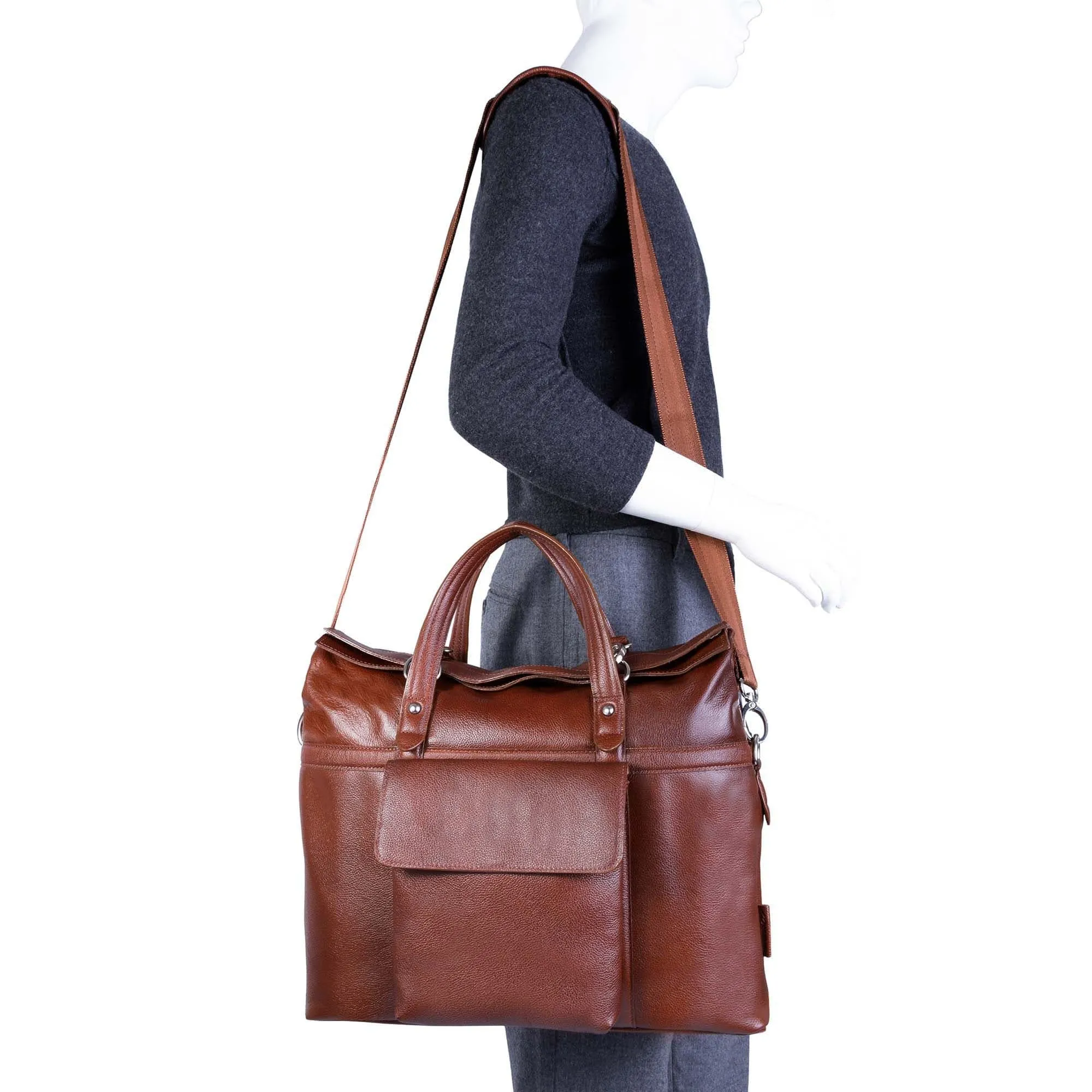 McKlein USA Edgefield 17" Leather Roll Top Laptop Briefcase